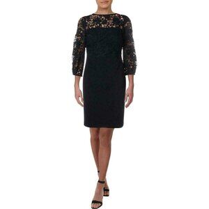 Lauren by Ralph Lauren Navy Blue Lace Trim Sheath Dress